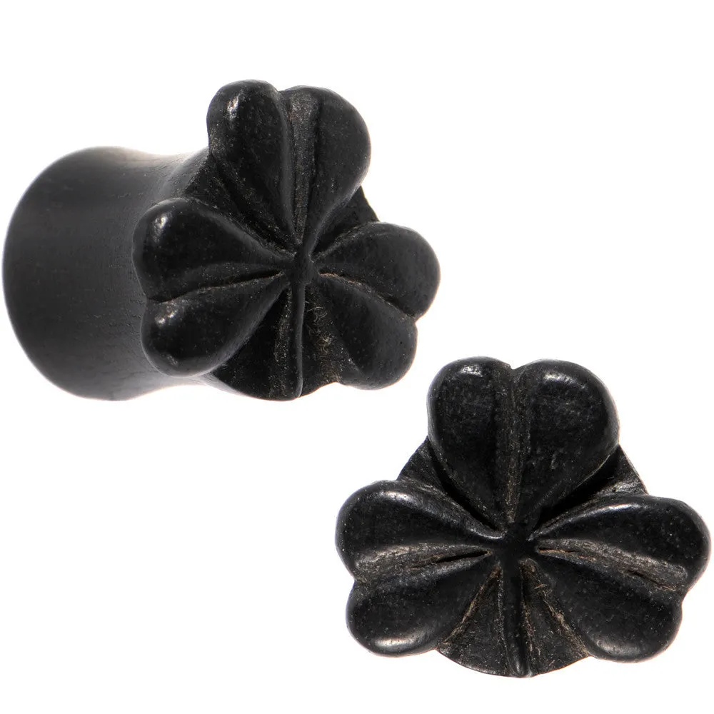 0 Gauge Organic Arang Wood Shamrock Single Flare Plug Set