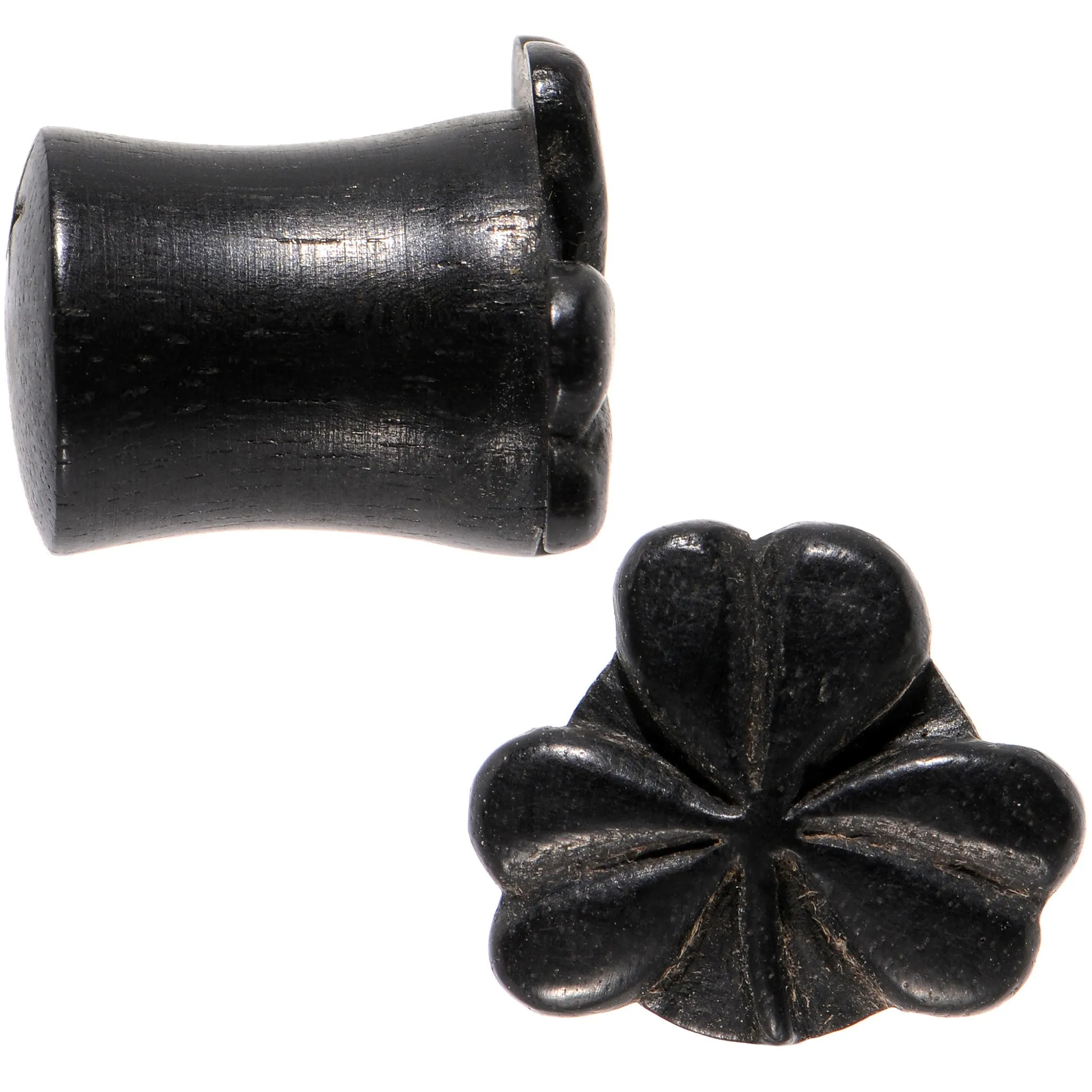 0 Gauge Organic Arang Wood Shamrock Single Flare Plug Set