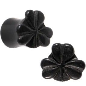 0 Gauge Organic Arang Wood Shamrock Single Flare Plug Set