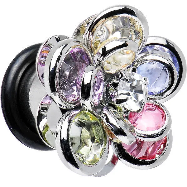 0 Gauge Pastel Rainbow Gem Petals Blooming Flower Plug Set of 2