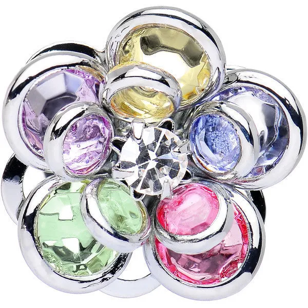 0 Gauge Pastel Rainbow Gem Petals Blooming Flower Plug Set of 2