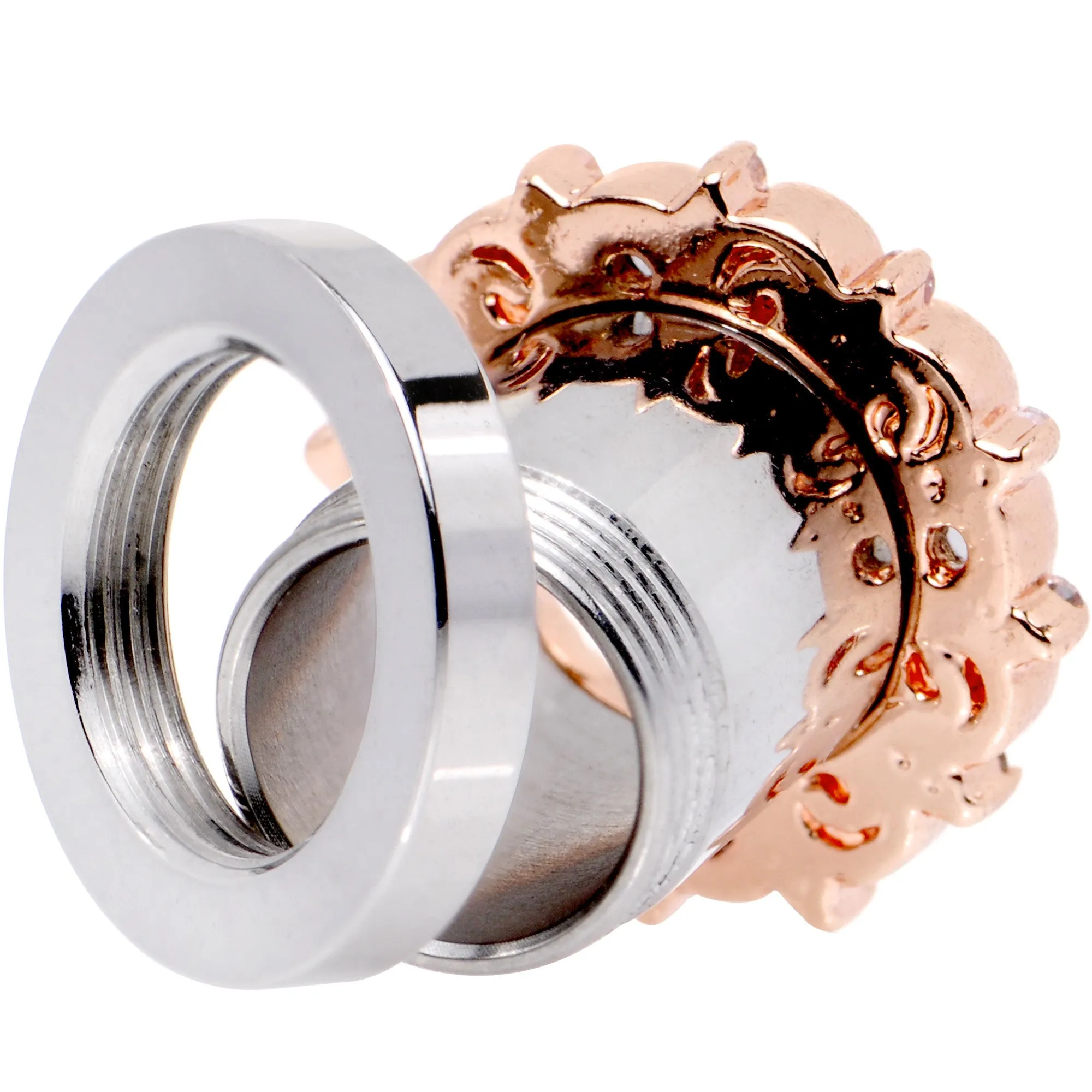 00 Gauge Clear Gem Flowering Frame Screw Fit Tunnel Plug Set