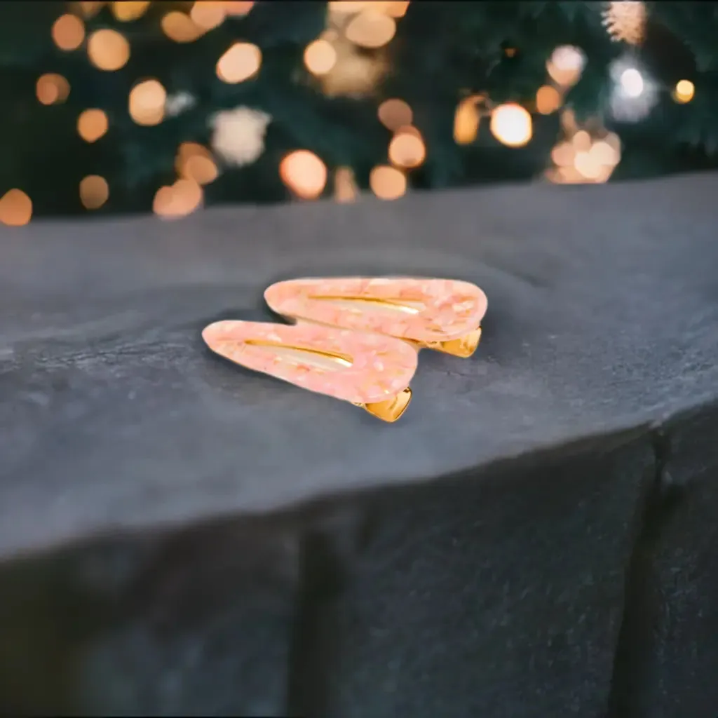 2 Pack Teardrop Hair Clip in Pink Shell