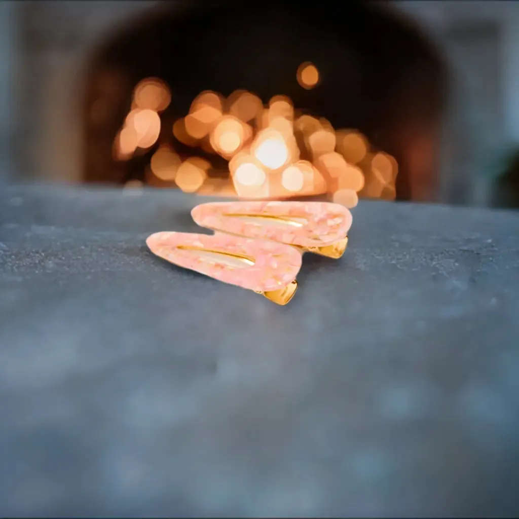 2 Pack Teardrop Hair Clip in Pink Shell