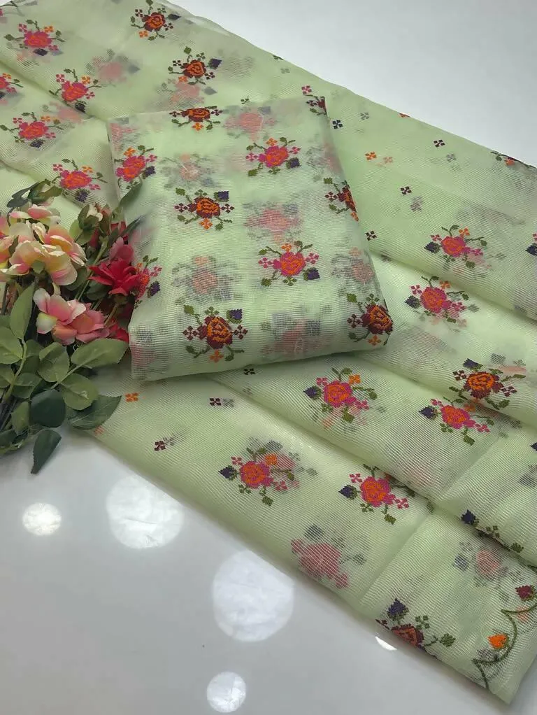 2 PC Unstitched Khaadi Net Embroidered Shirt & Dupatta