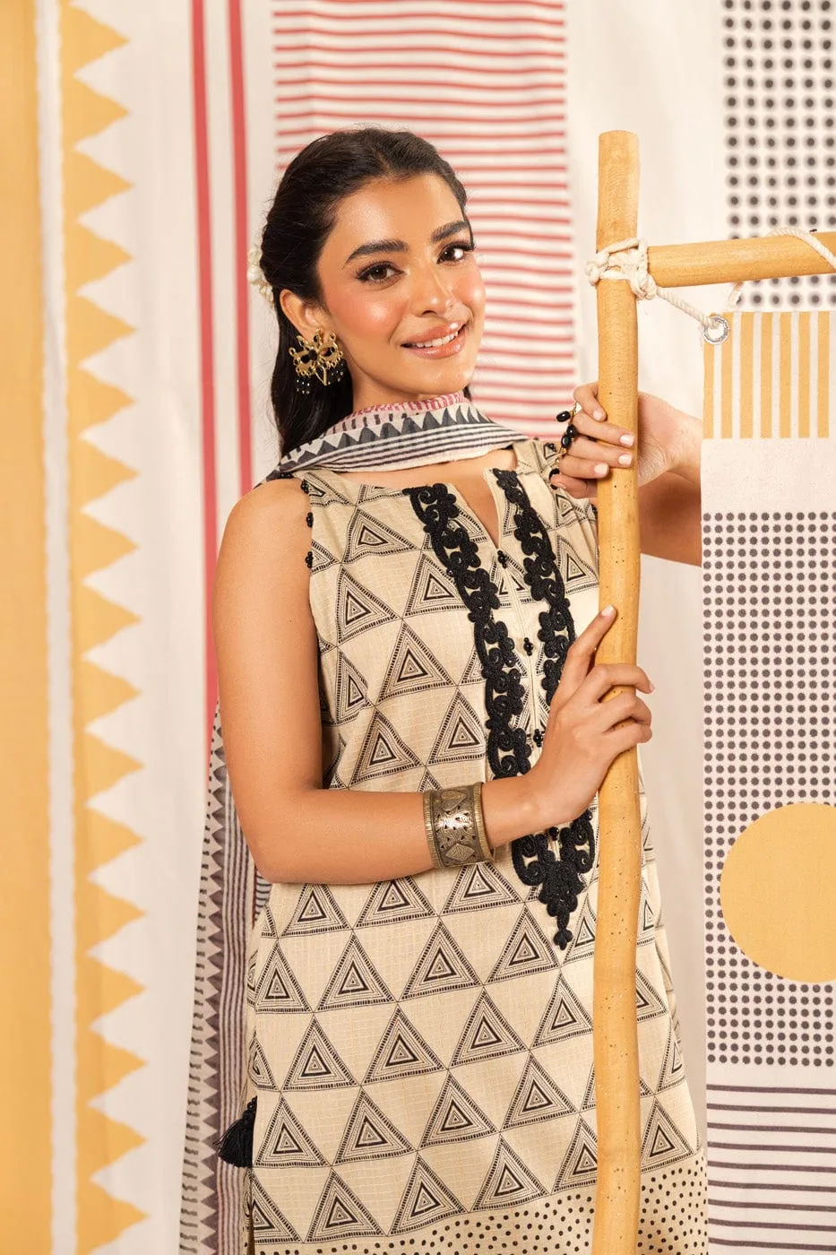 3 Pc Printed Embroidered Dobby Lawn Suit With Printed Dupatta