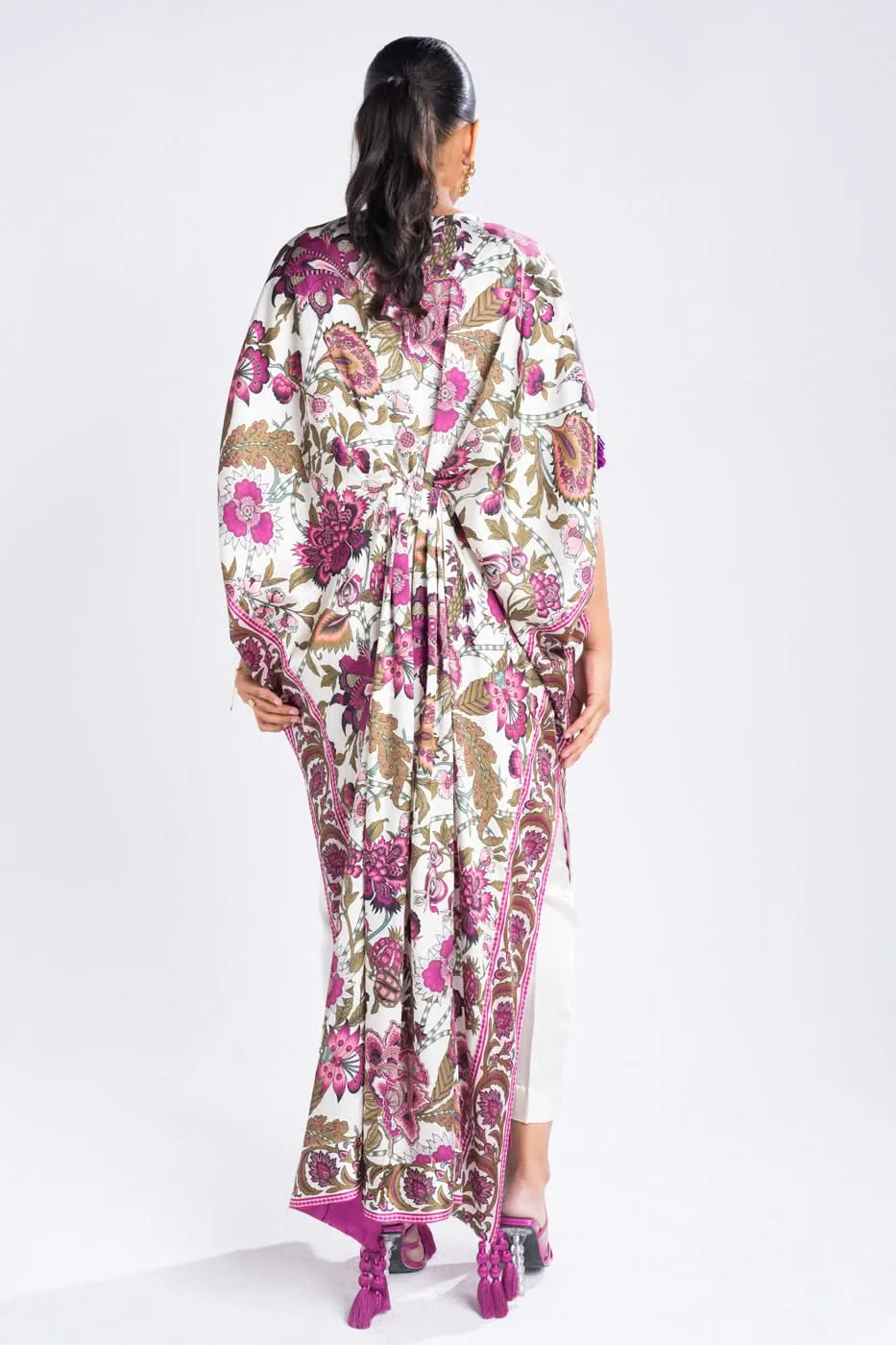 3 Piece Printed Chamois Silk Suit With Printed Tissue Silk Dupatta