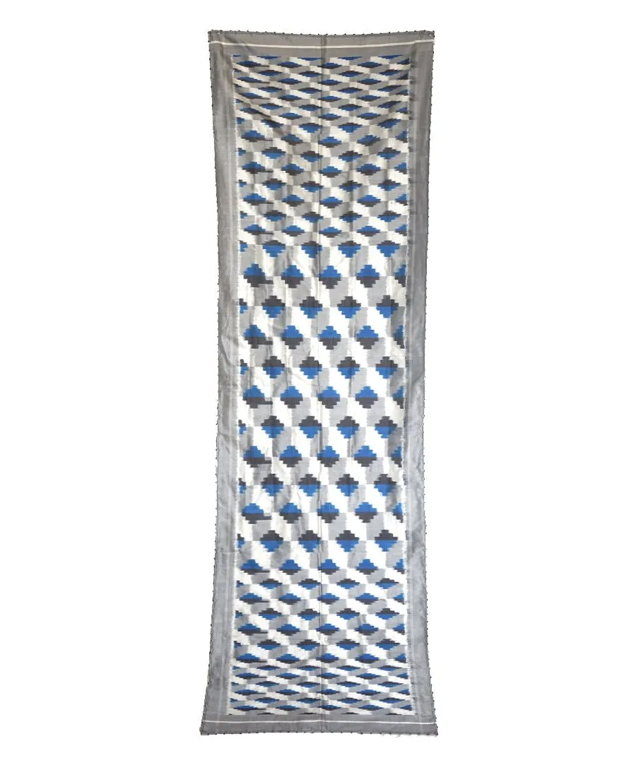 3D - BLUE/GREY Handwoven SILK STOLE