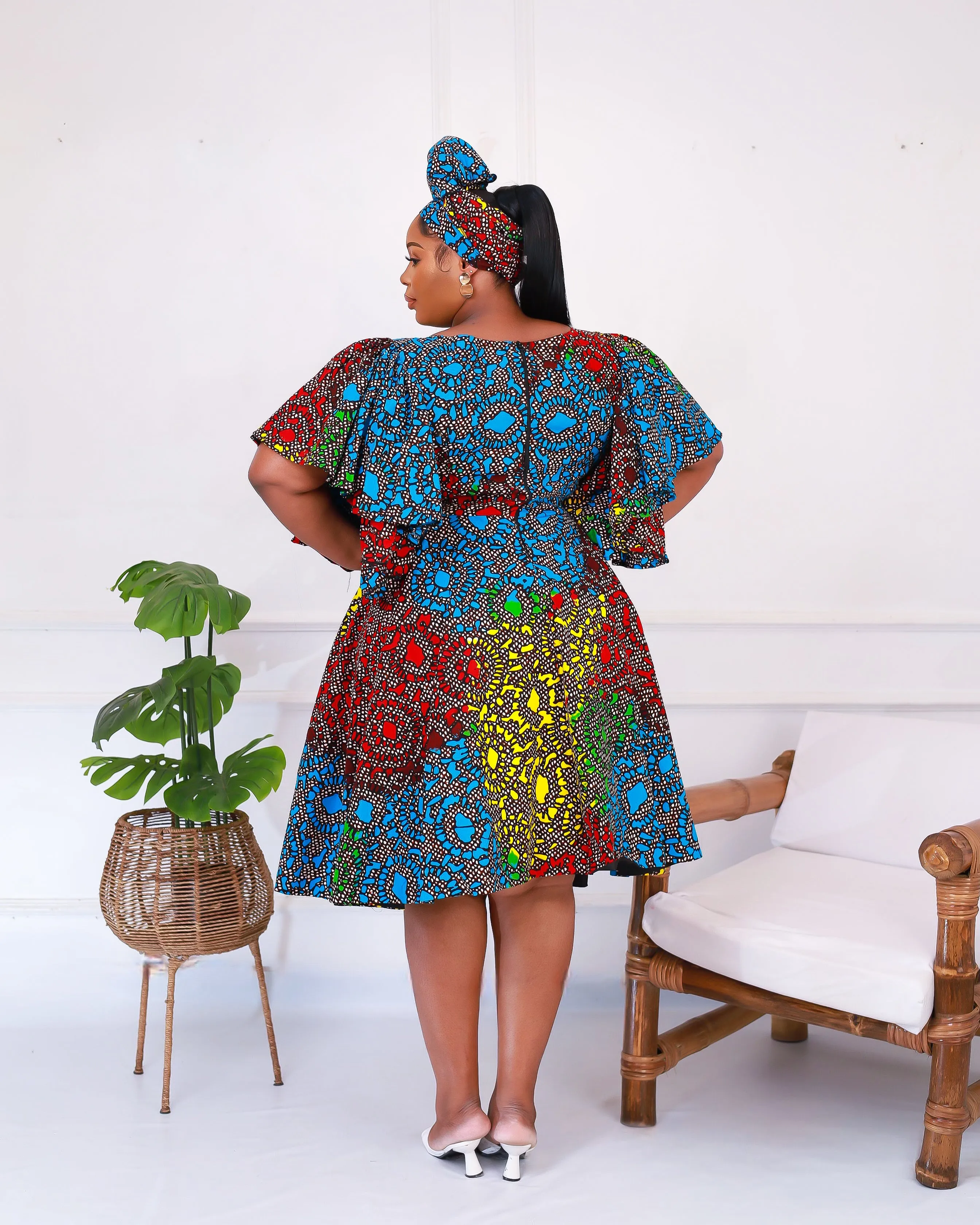 African Print Midi Flared Dress - Lethabo