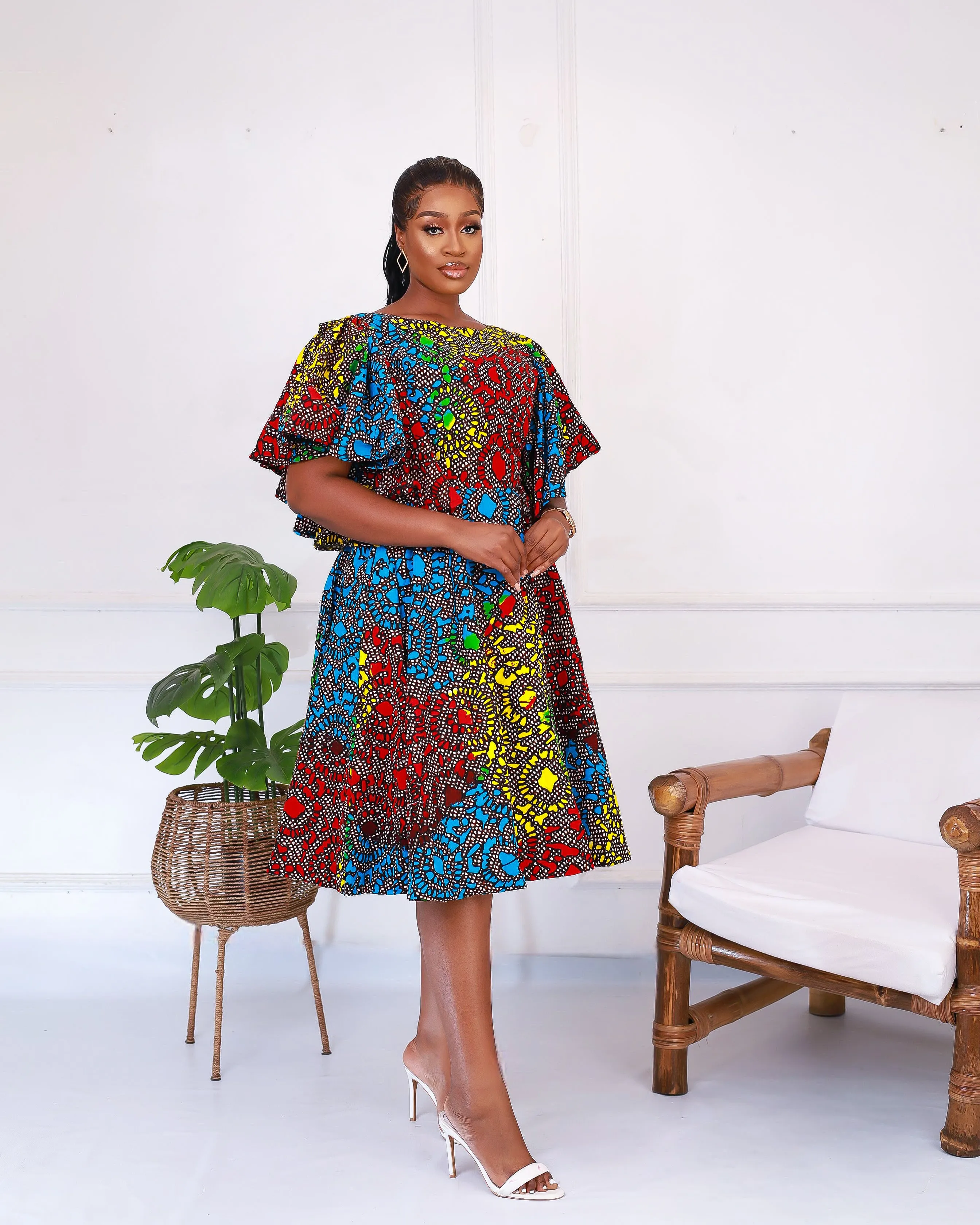 African Print Midi Flared Dress - Lethabo