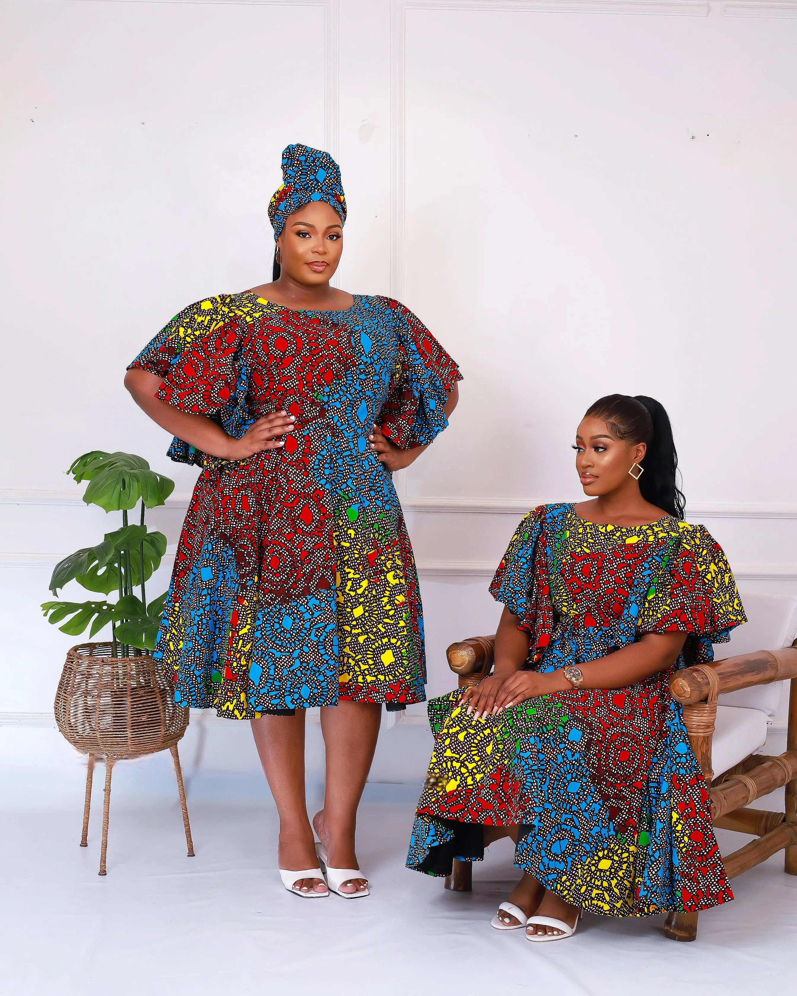 African Print Midi Flared Dress - Lethabo