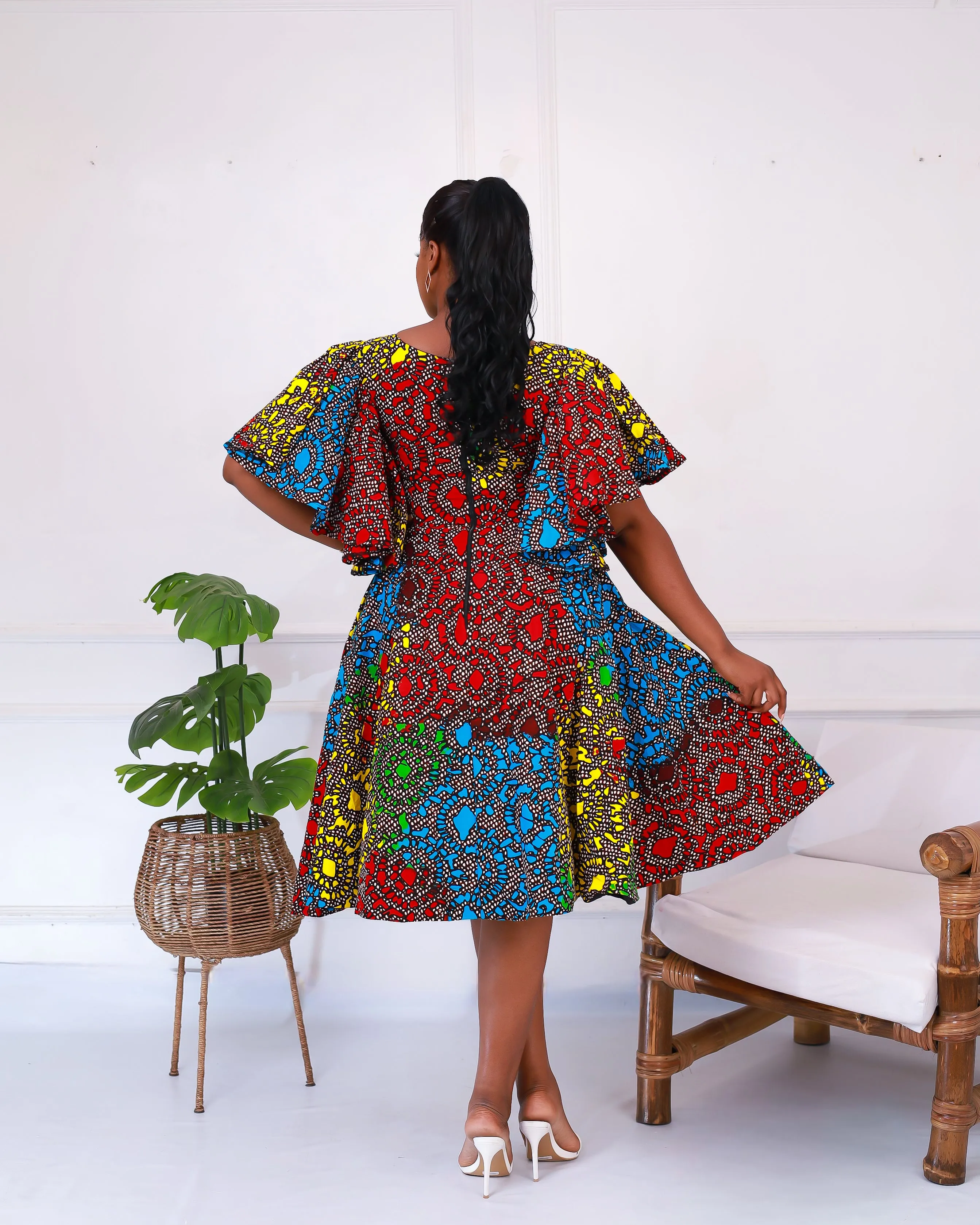 African Print Midi Flared Dress - Lethabo