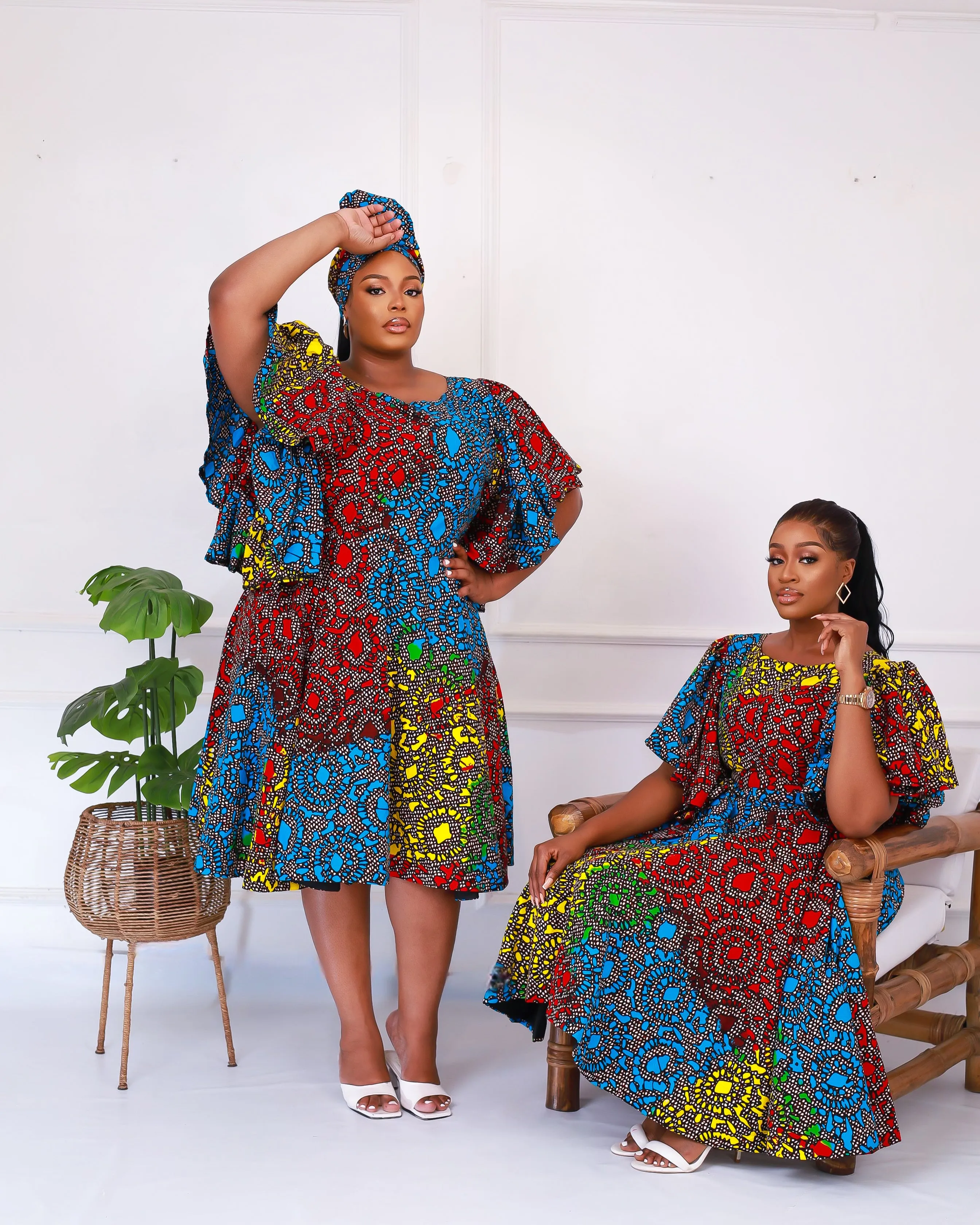 African Print Midi Flared Dress - Lethabo