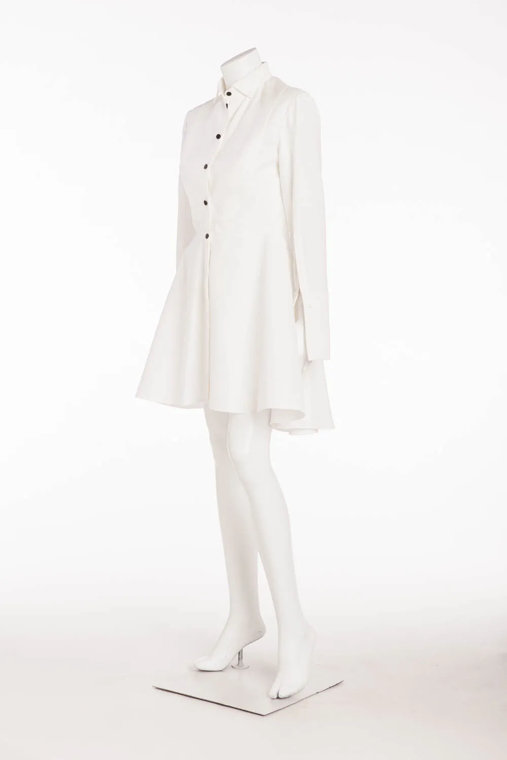 Alexander McQueen - Brand New White Long Sleeve Button Up Dress - IT 42