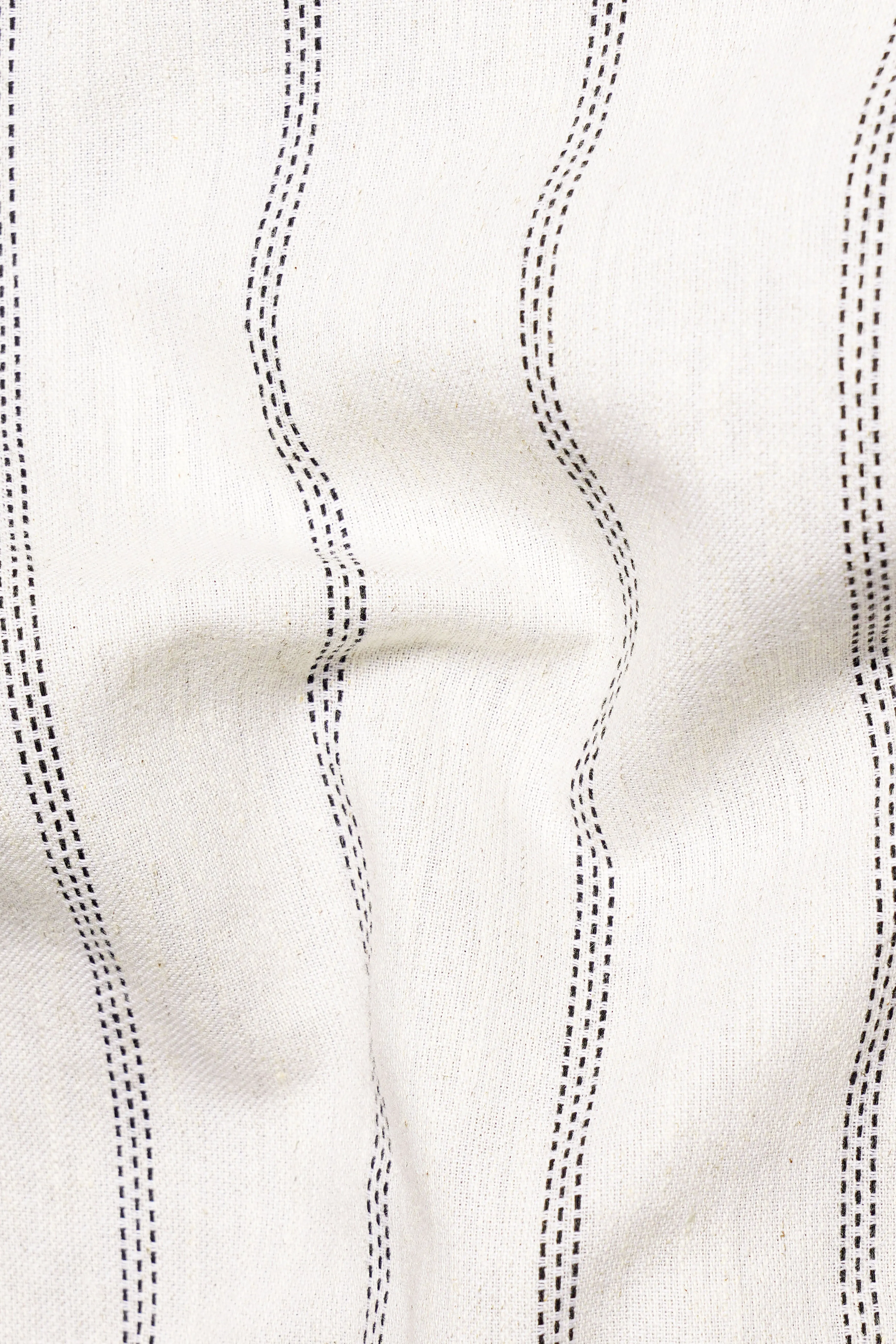 Almond Brown with Black Striped With Deer Hand Painted Luxurious Linen Designer Kurta Shirt