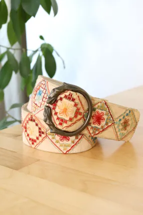 Animal Buckle Embroidered Belt S-L