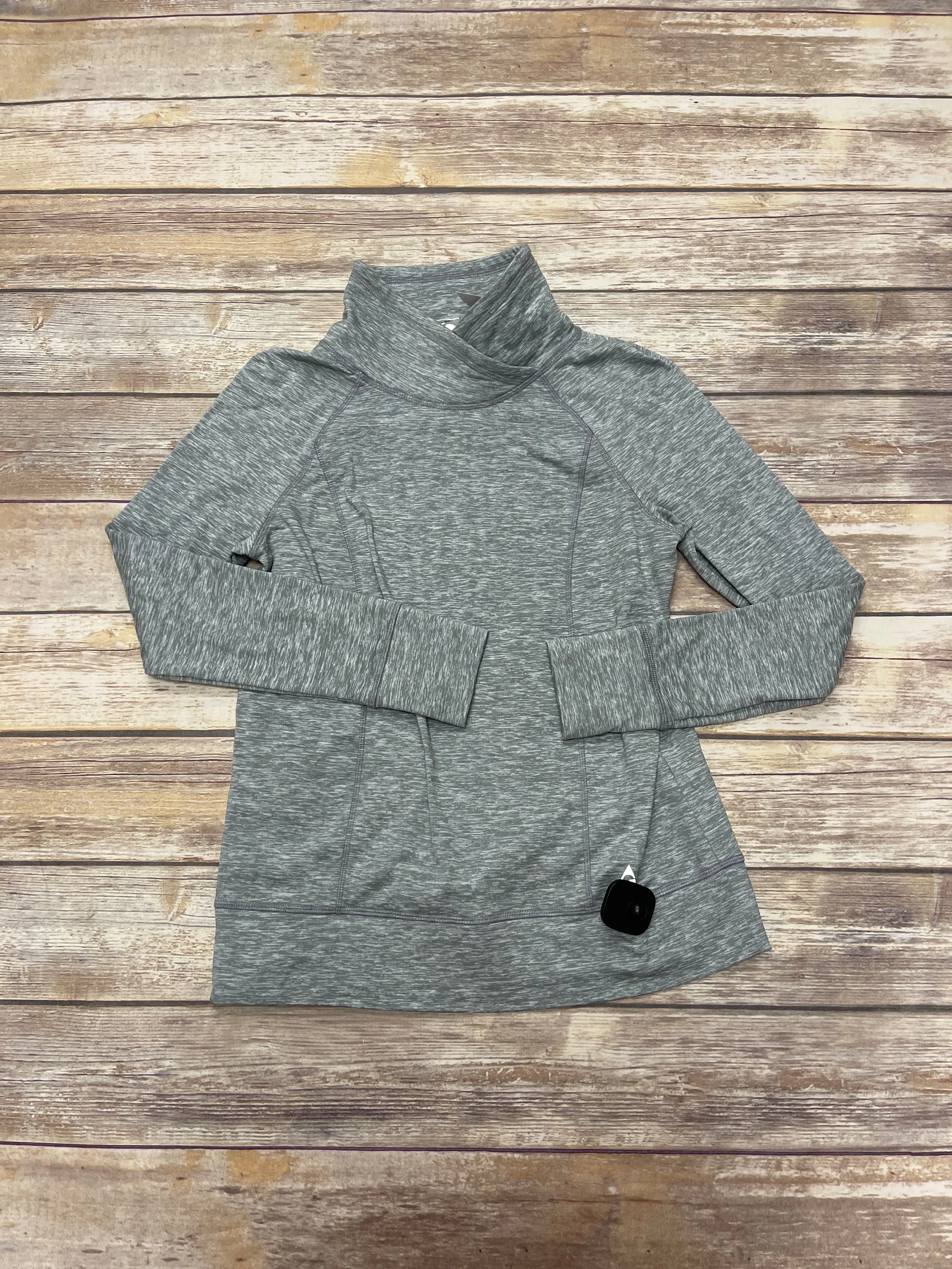 Athletic Top Long Sleeve Collar By Cme In Grey, Size: S