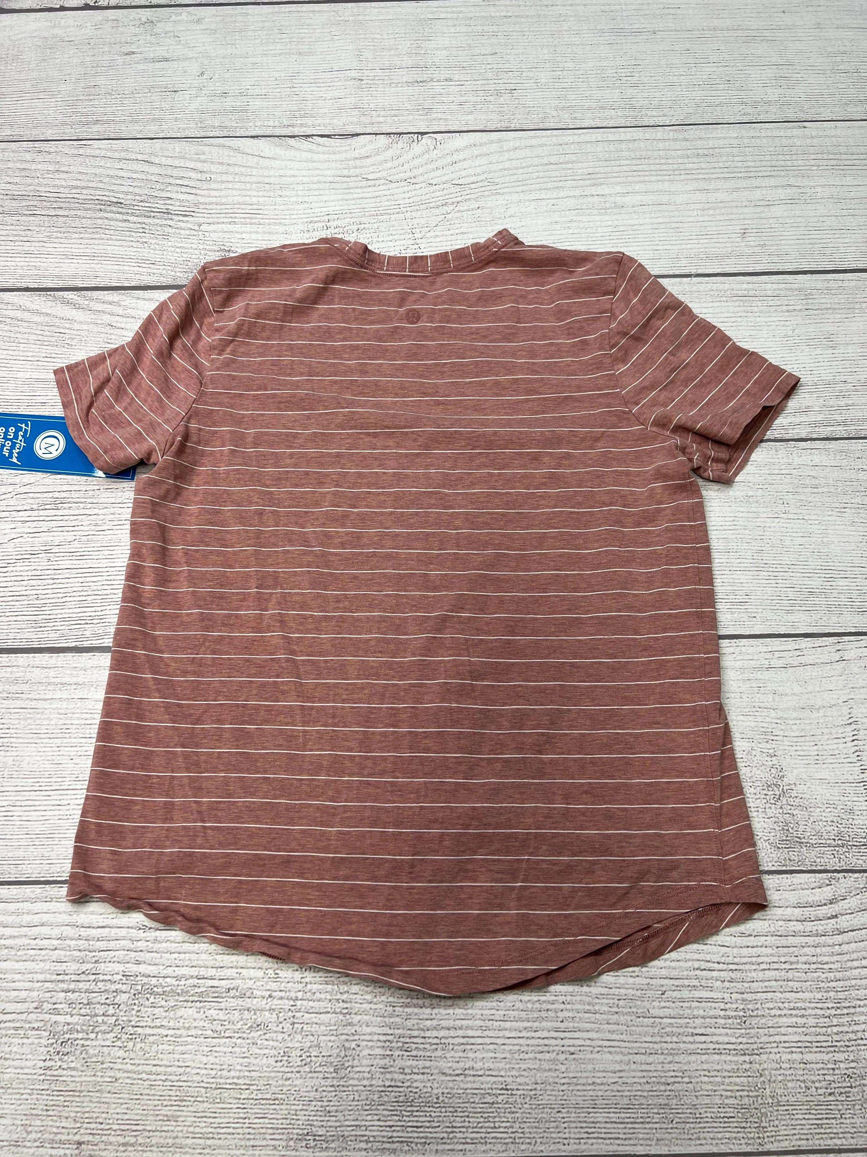 Athletic Top Short Sleeve By Lululemon In Striped, Size: S