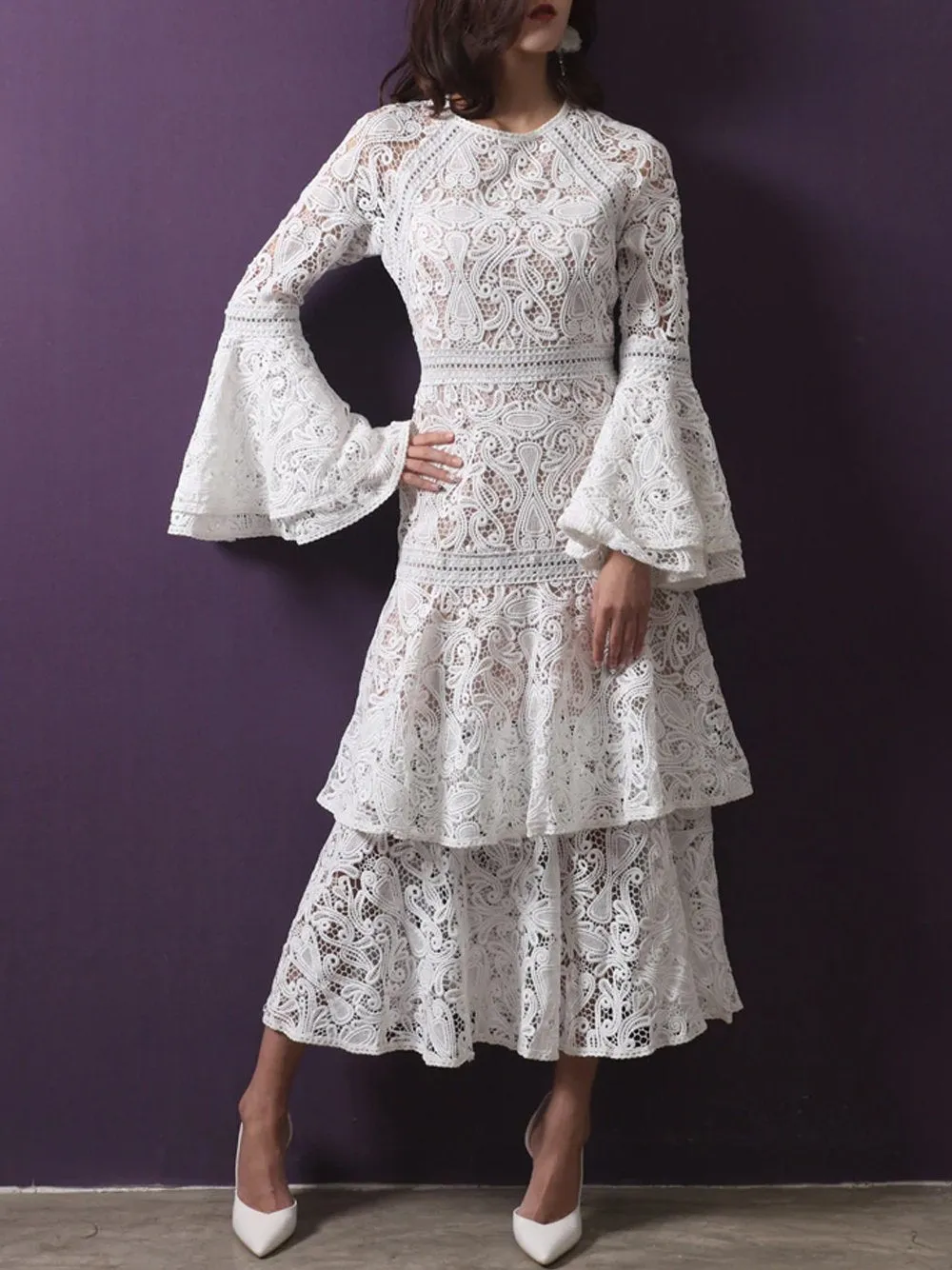 AXELLE Lace Midi Dress