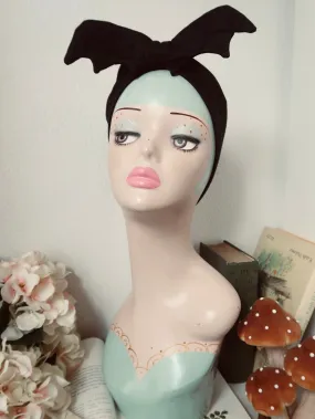 Bat Turban or Headband in Black Jersey (made to order)