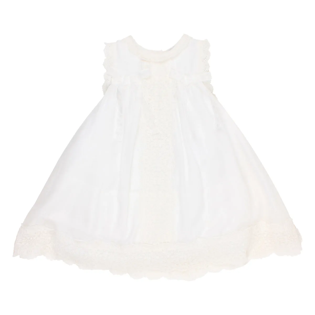 Bebe Lace Trim Cotton Silk Dress in Ivory