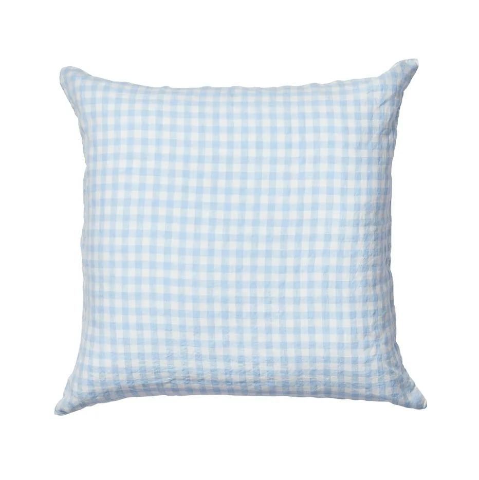 Blue Gingham – Linen Euro Pillowcase Set