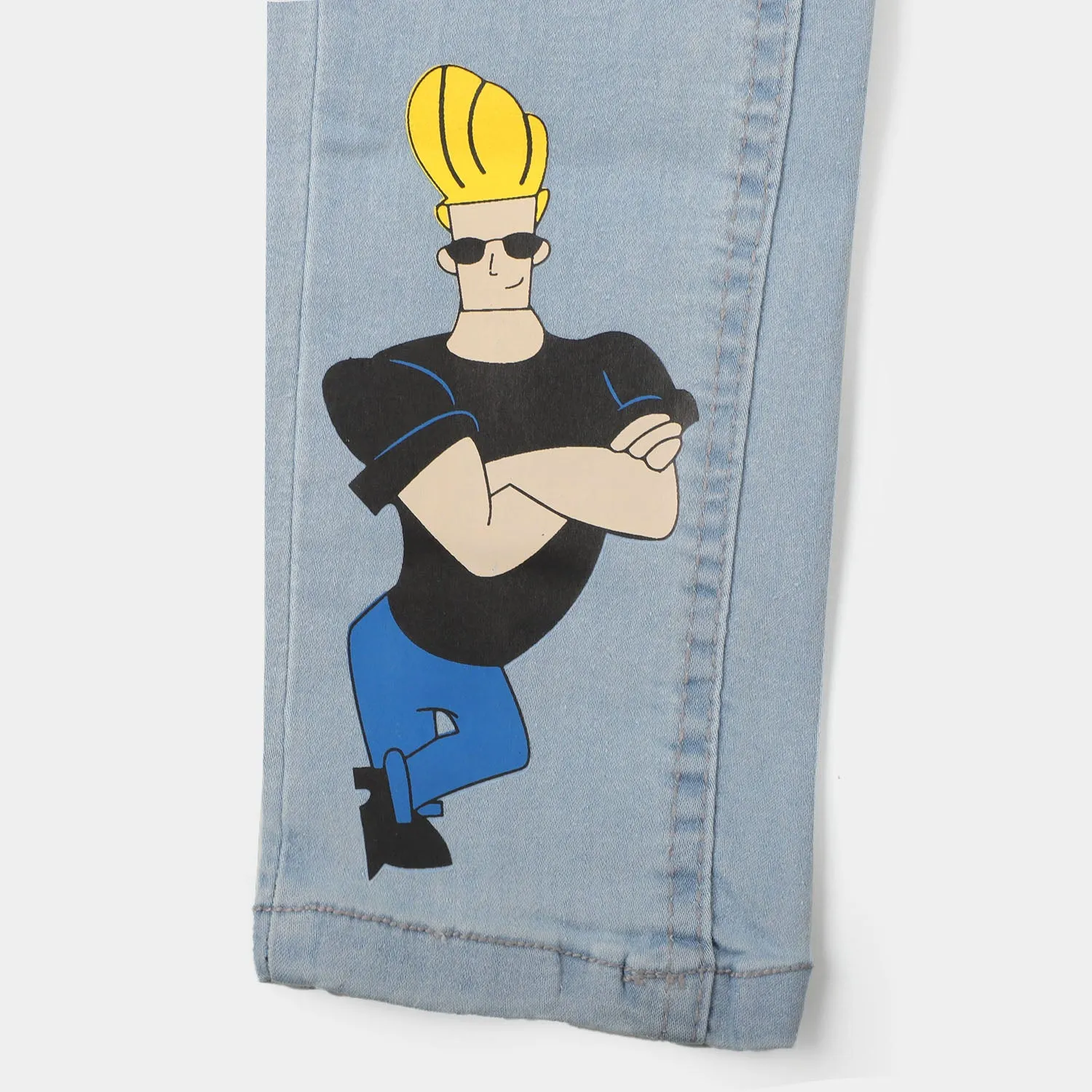 Boys Denim Pant Character Print- Ice Blue