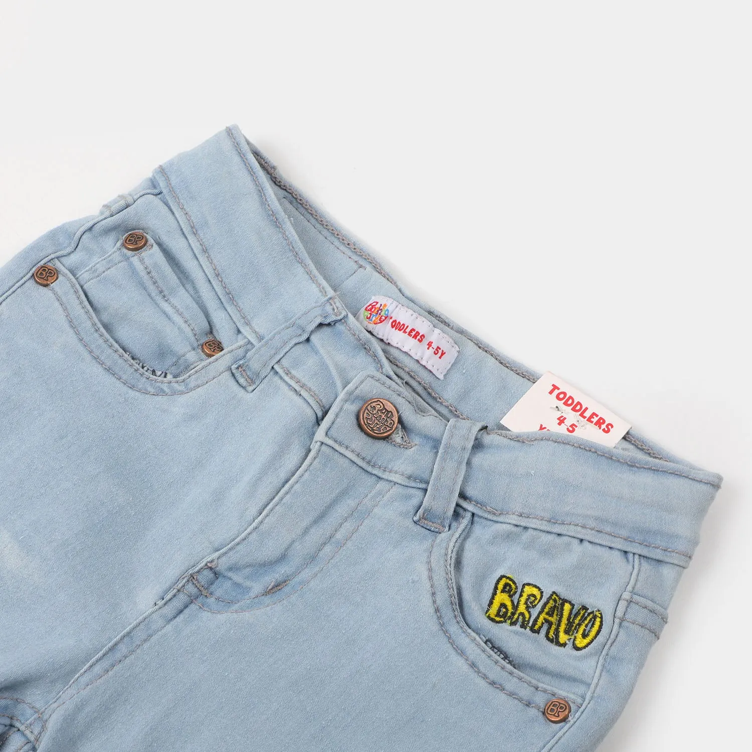 Boys Denim Pant Character Print- Ice Blue