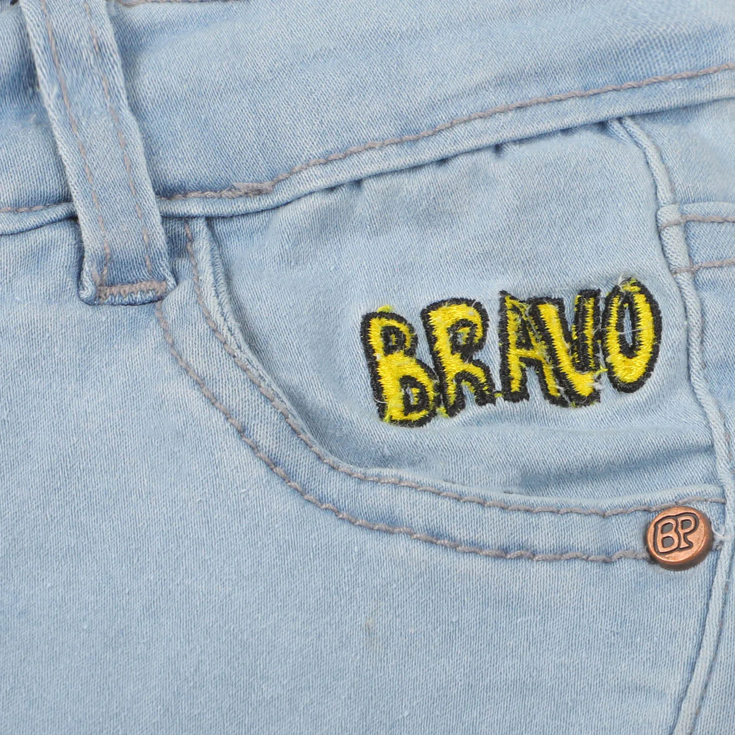 Boys Denim Pant Character Print- Ice Blue