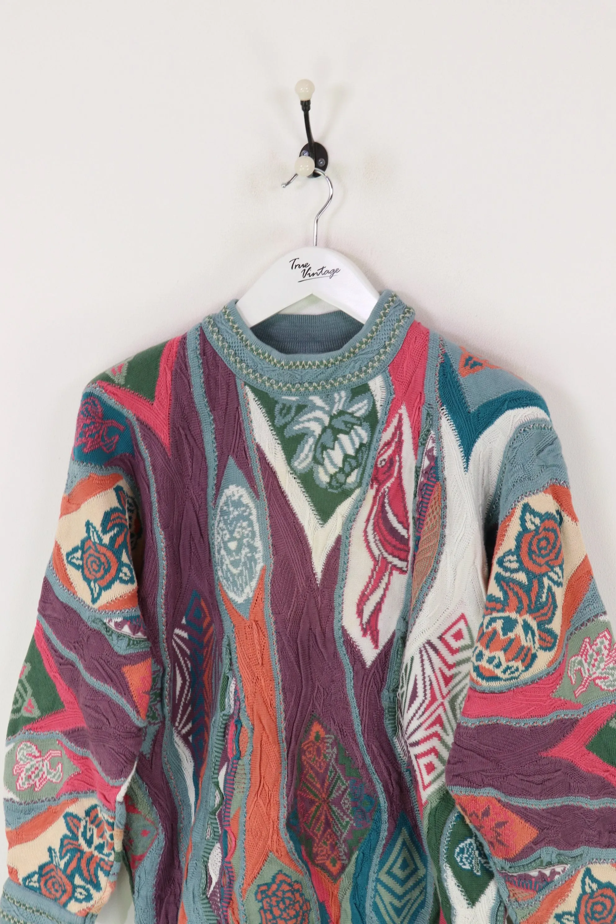 Coogi Knitted Sweatshirt Purple/Orange/Green Medium
