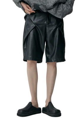 Cornered Leather Shorts