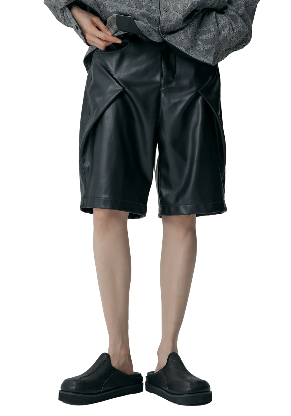 Cornered Leather Shorts