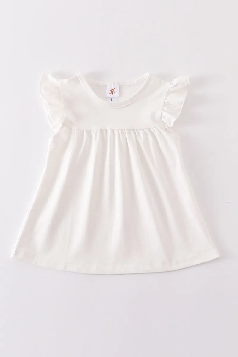 Cream basic ruffle top