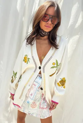 CREAM IBIZA EMBROIDERED CARDIGAN