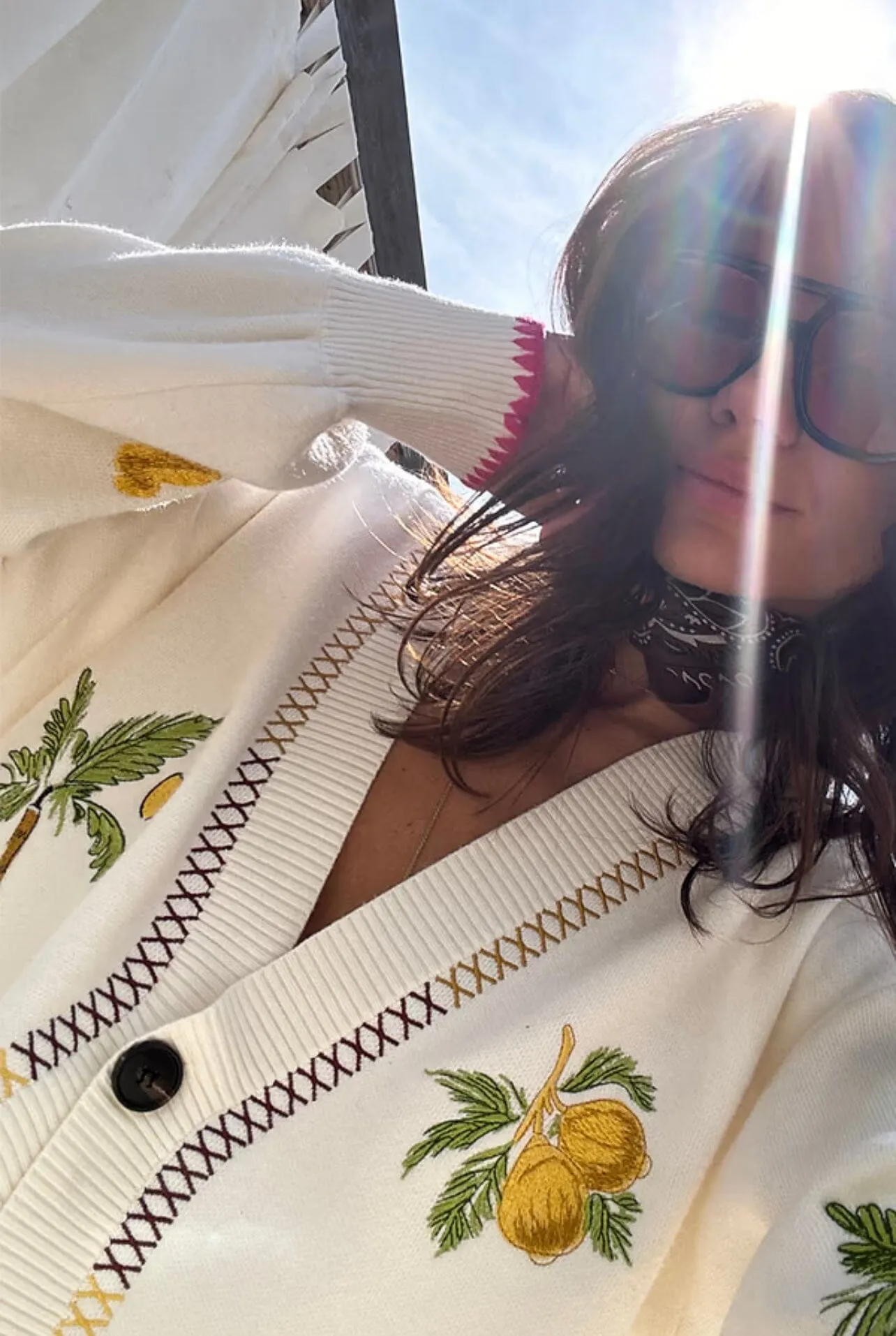 CREAM IBIZA EMBROIDERED CARDIGAN