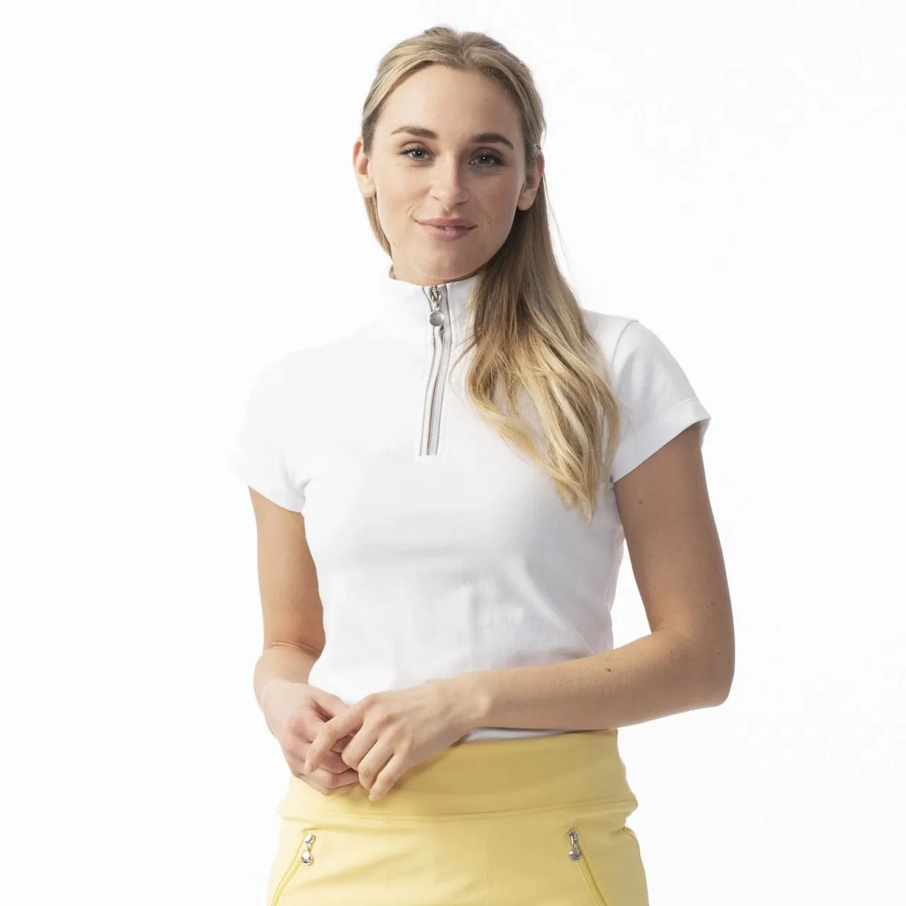 Daily Sports Womens Kim White Cap Sleeve Polo Shirt - WHITE