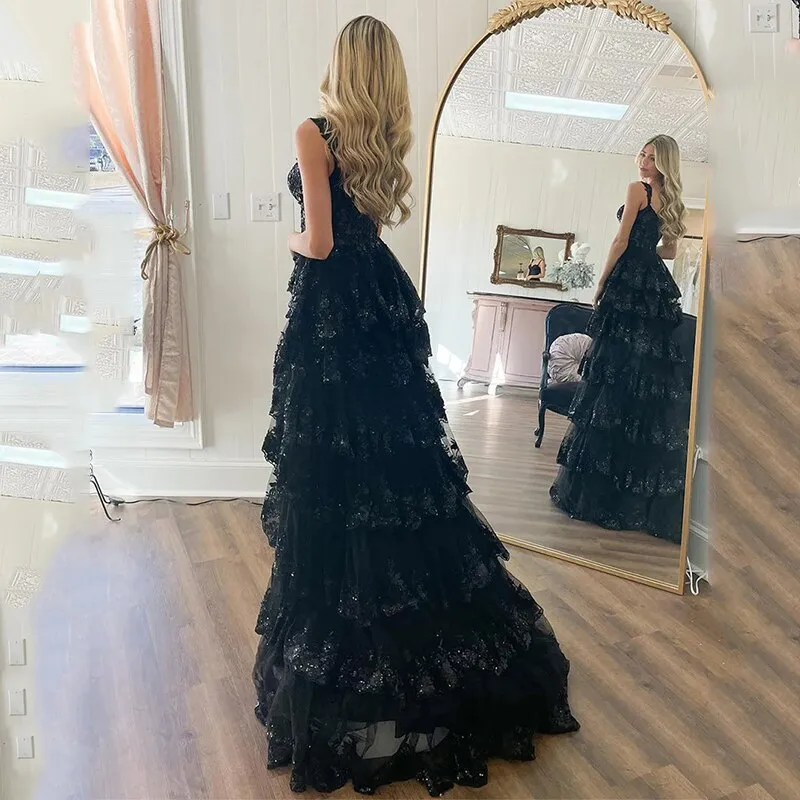 deanwangkt  Lace Beaded Prom Dresses Split Sweet 15 Appliques Girls Birthday Evening Formal Party Quinceanera Sequins Women Gown