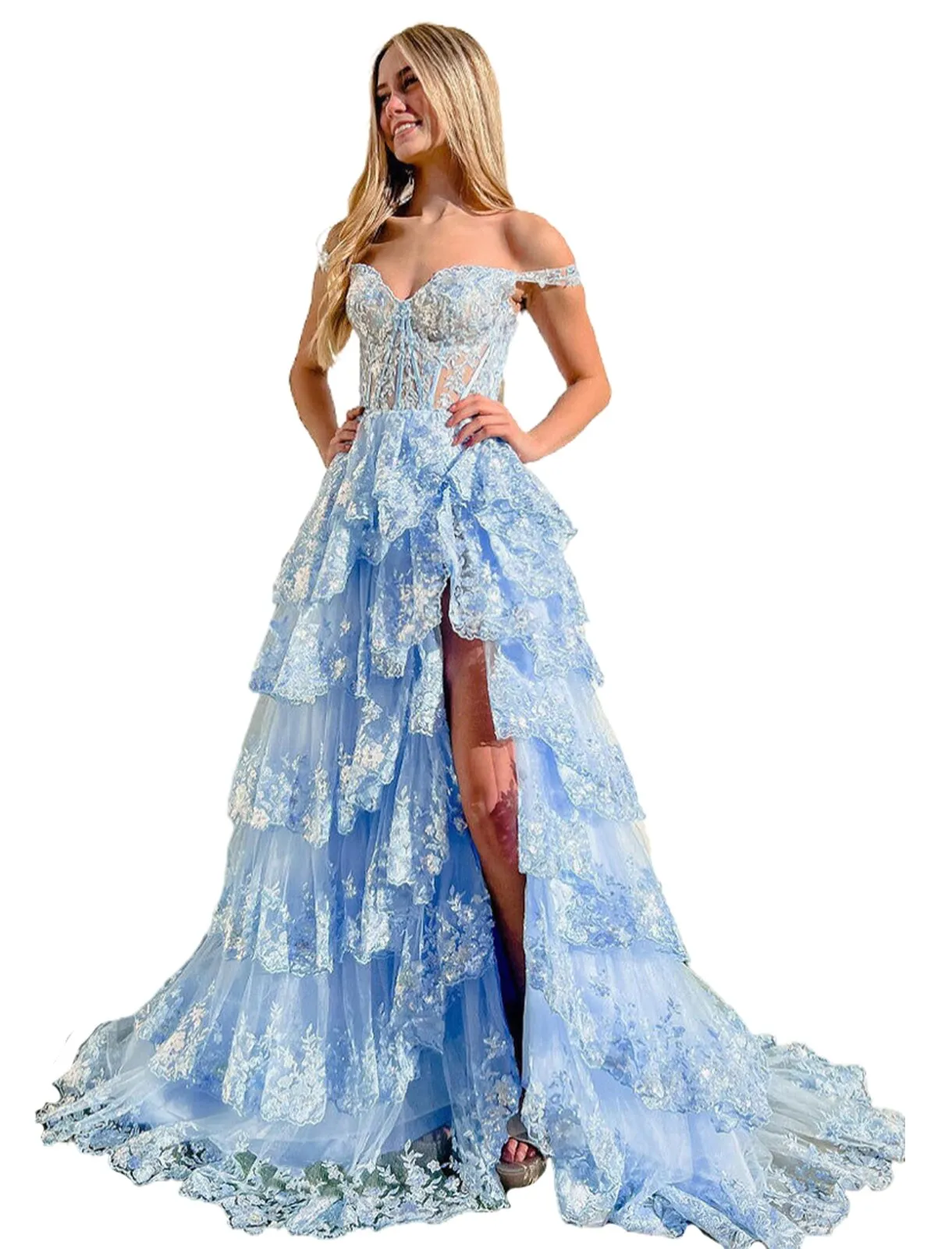 deanwangkt  Lace Beaded Prom Dresses Split Sweet 15 Appliques Girls Birthday Evening Formal Party Quinceanera Sequins Women Gown