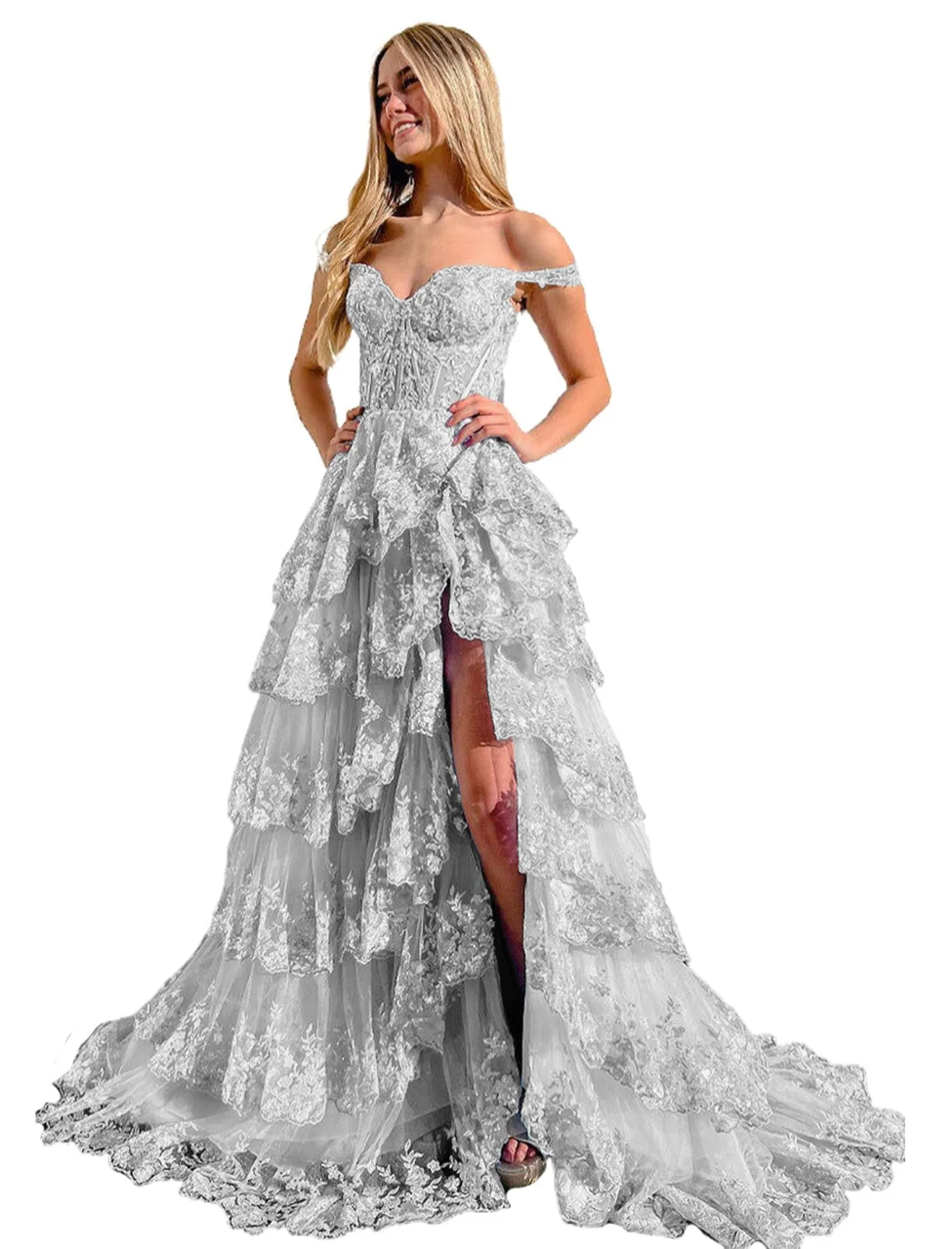 deanwangkt  Lace Beaded Prom Dresses Split Sweet 15 Appliques Girls Birthday Evening Formal Party Quinceanera Sequins Women Gown