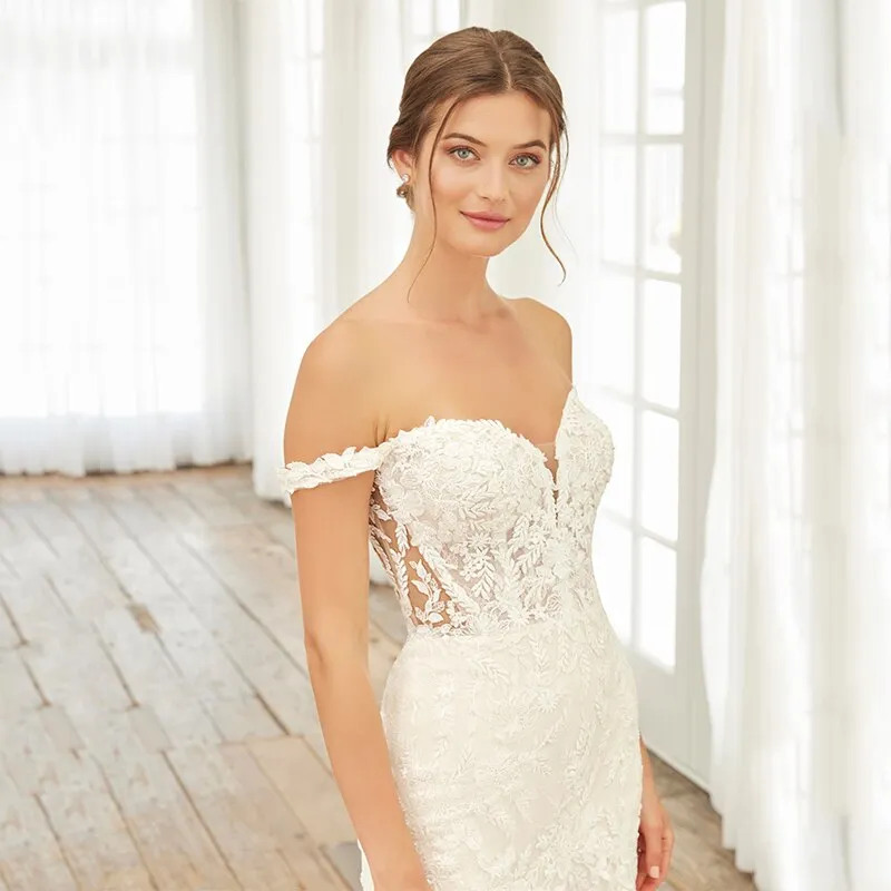 deanwangkt  Off the Shoulder Sweetheart Mermaid Applique Lace Wedding Dresses Trumpet Beach Bridal Gown Brautkleider Bride Vestidos De Novia