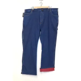 Dickies Mens Size 42x32 Straight Denim Blue Carpenter Jeans Flannel Lined Relaxed Fit
