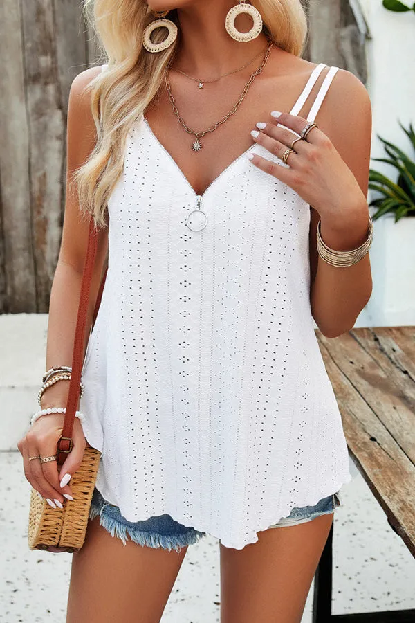 Double Straps V Neck Hollow Casual Tops