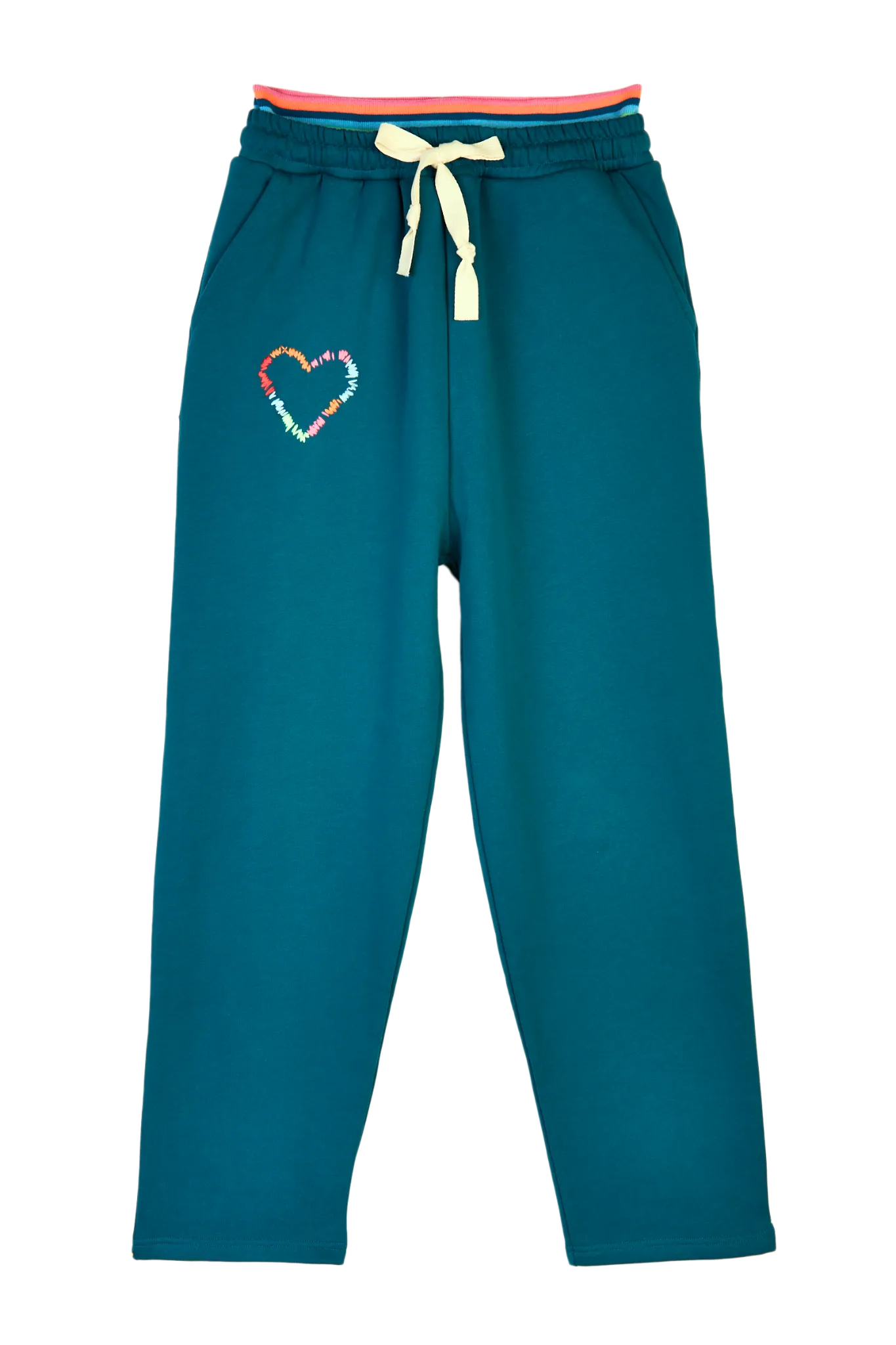 Embroidered Heart Double Waistband Joggers