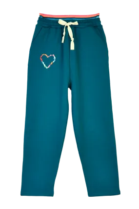 Embroidered Heart Double Waistband Joggers