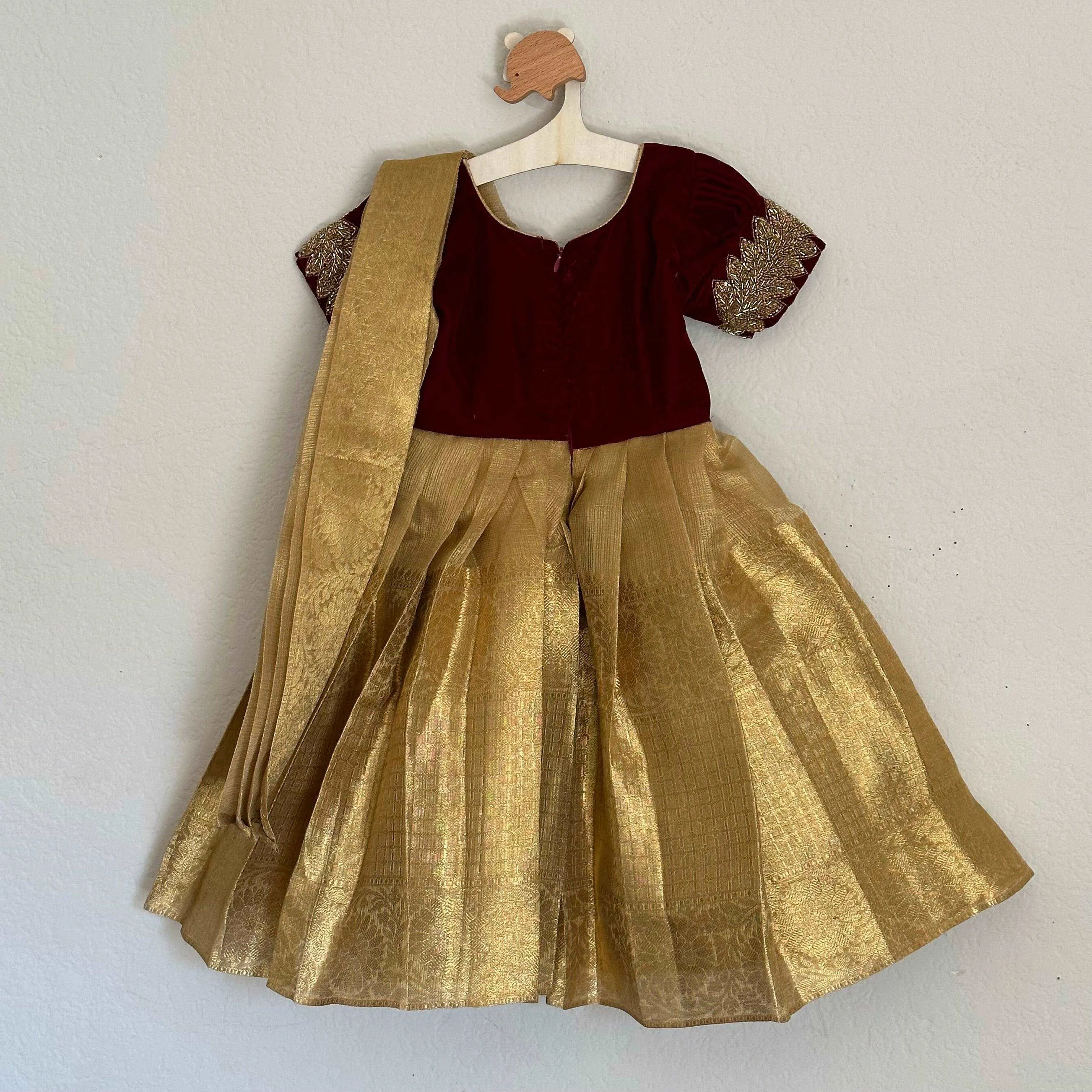 Elegant Semi-Silk Frock with Dreamy Drapes – Perfect for Special Occasions