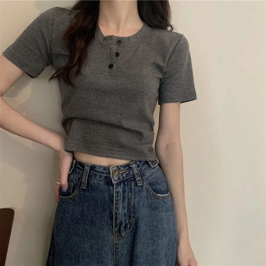 DressBetty - Solid Casual Skinny White Slim Female Tops