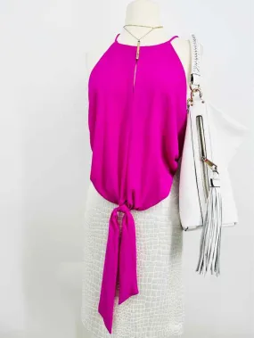 ee:some Size L Hot Pink Knot Textured Tops NEW Top-Sleeveless