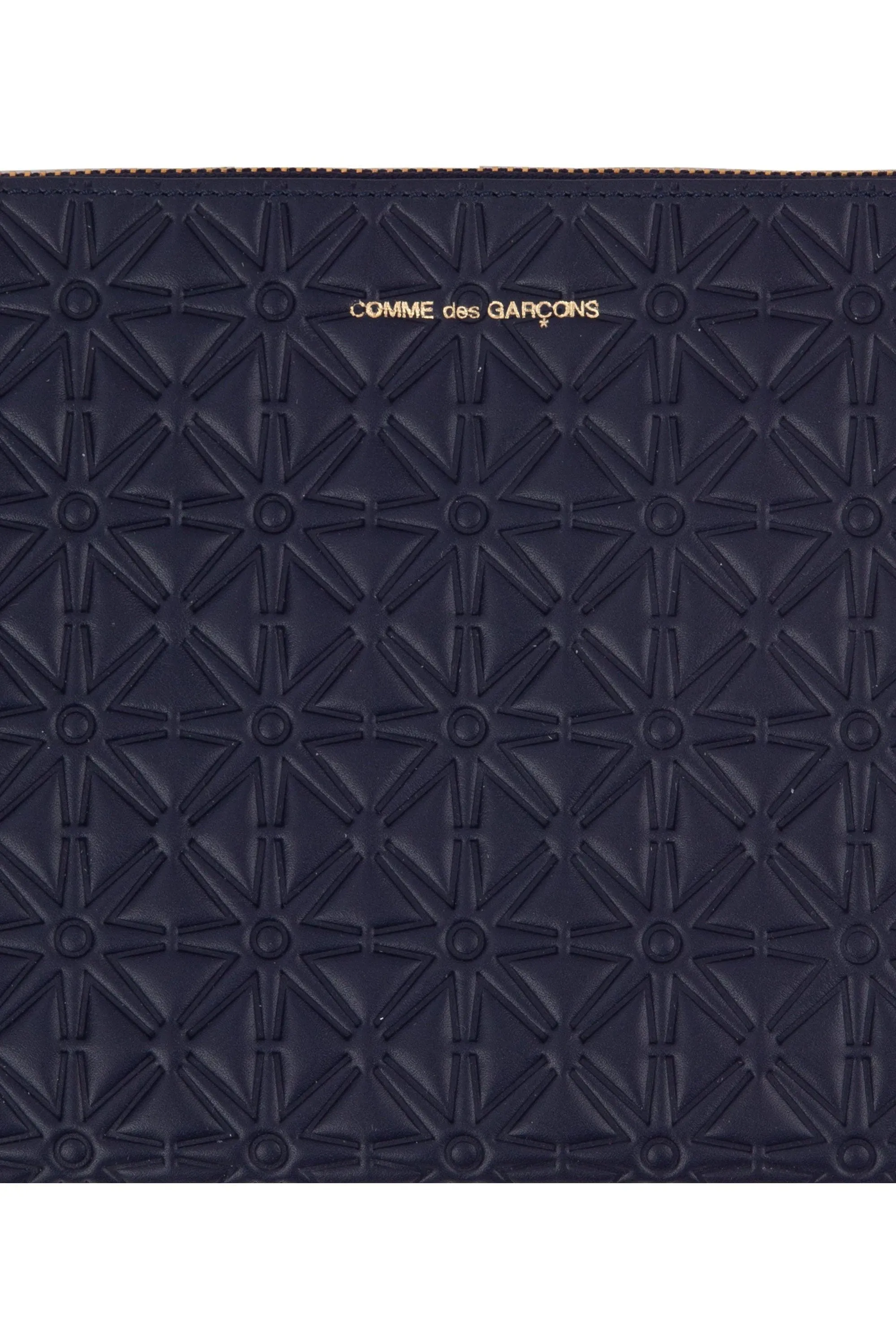 Embossed Leather Line Large Zip Pouch