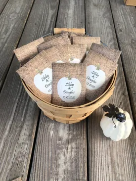 Fall White Pumpkin Burlap Seed Packet Favors