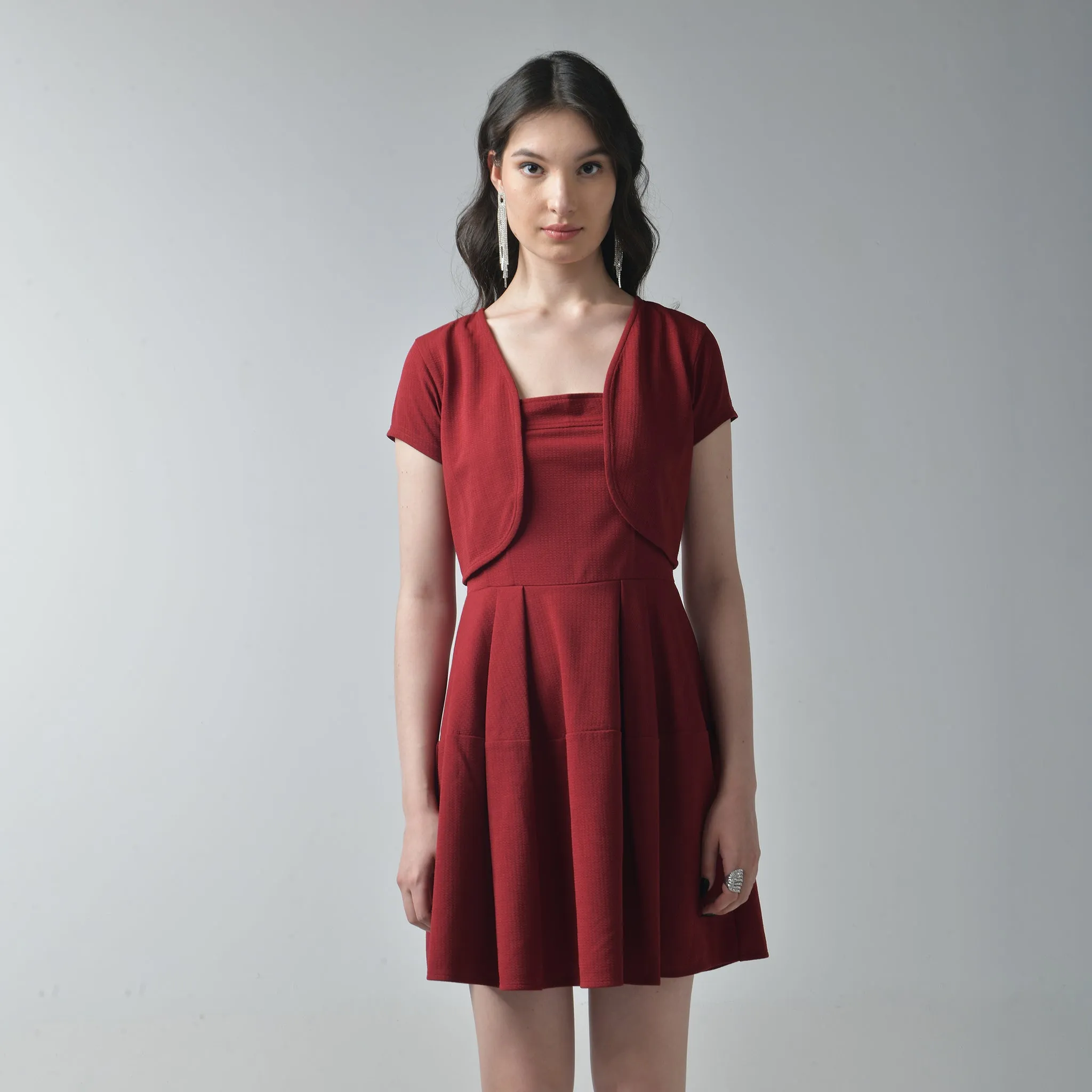 Fit & Flare Dress with Shrug